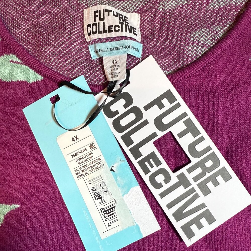 Future Collective Purple‎ Green Tropical Print Cropped Tank Top 4X Womens Cruise - Picture 5 of 7